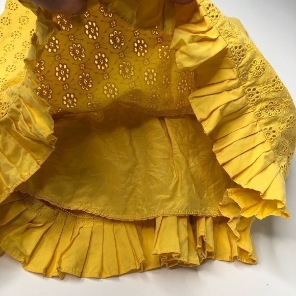 Juicy COUTURE Y2K 90s Sunflower Yellow Eyelet Bow Ruffle Trimmed Summer Tank Top - Picture 9 of 12